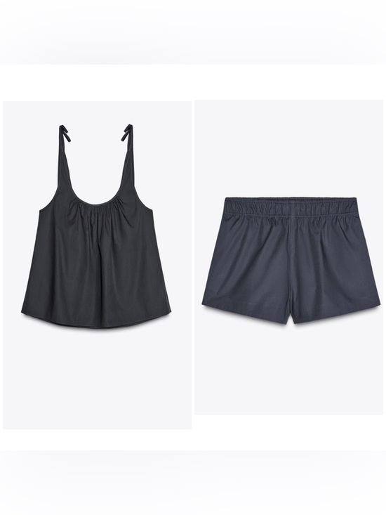 Zara Other - Zara Draped Poplin Top and Shorts - Light Petrol Blue